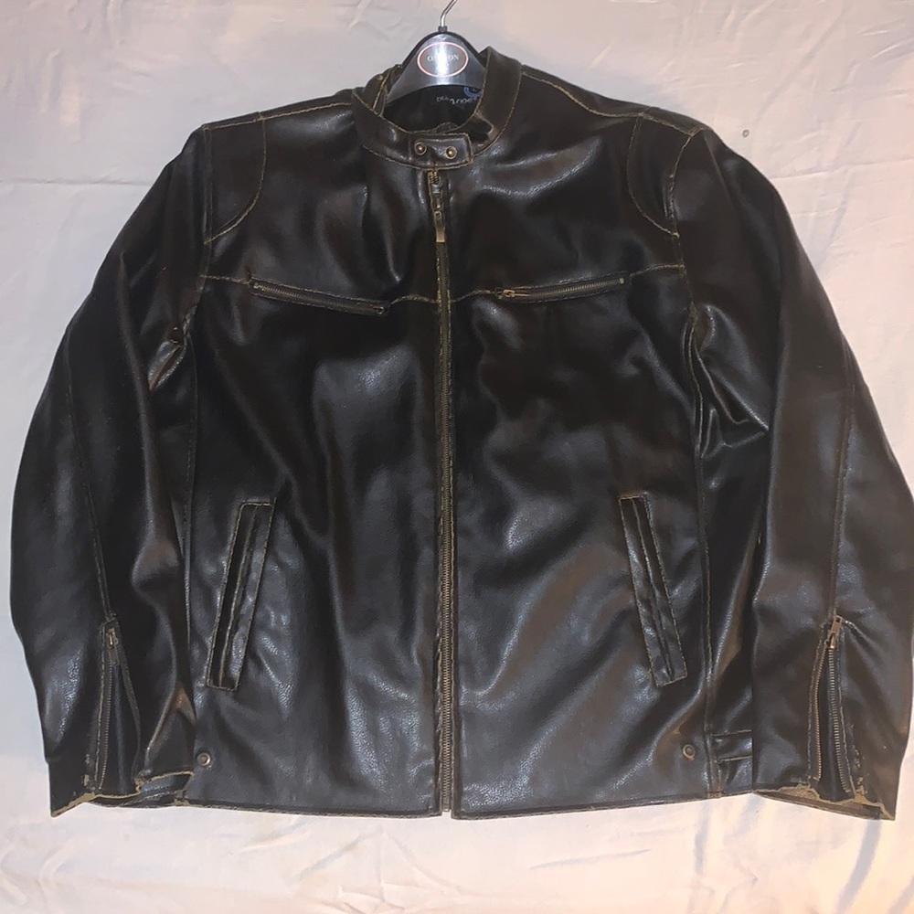 Burnside Distressed Brown Leather Looking Jacket